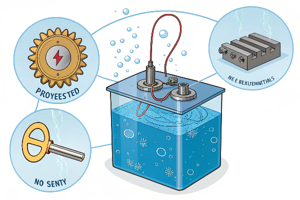 alt text: Comparison image showing a rusty metal object next to a shiny electroplated one