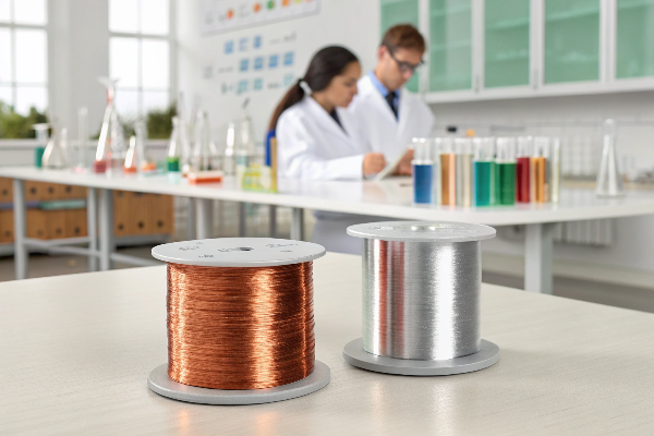 alt text: Image showing samples of copper and chromium metals or objects plated with them