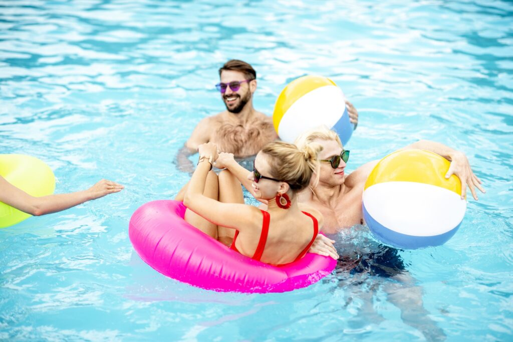 Friends in the swimming pool