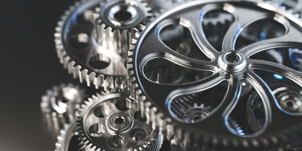 Gears and cogs mechanism. Industrial machinery