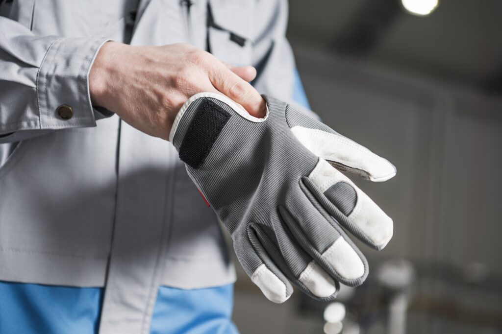 Worker Wearing Gloves