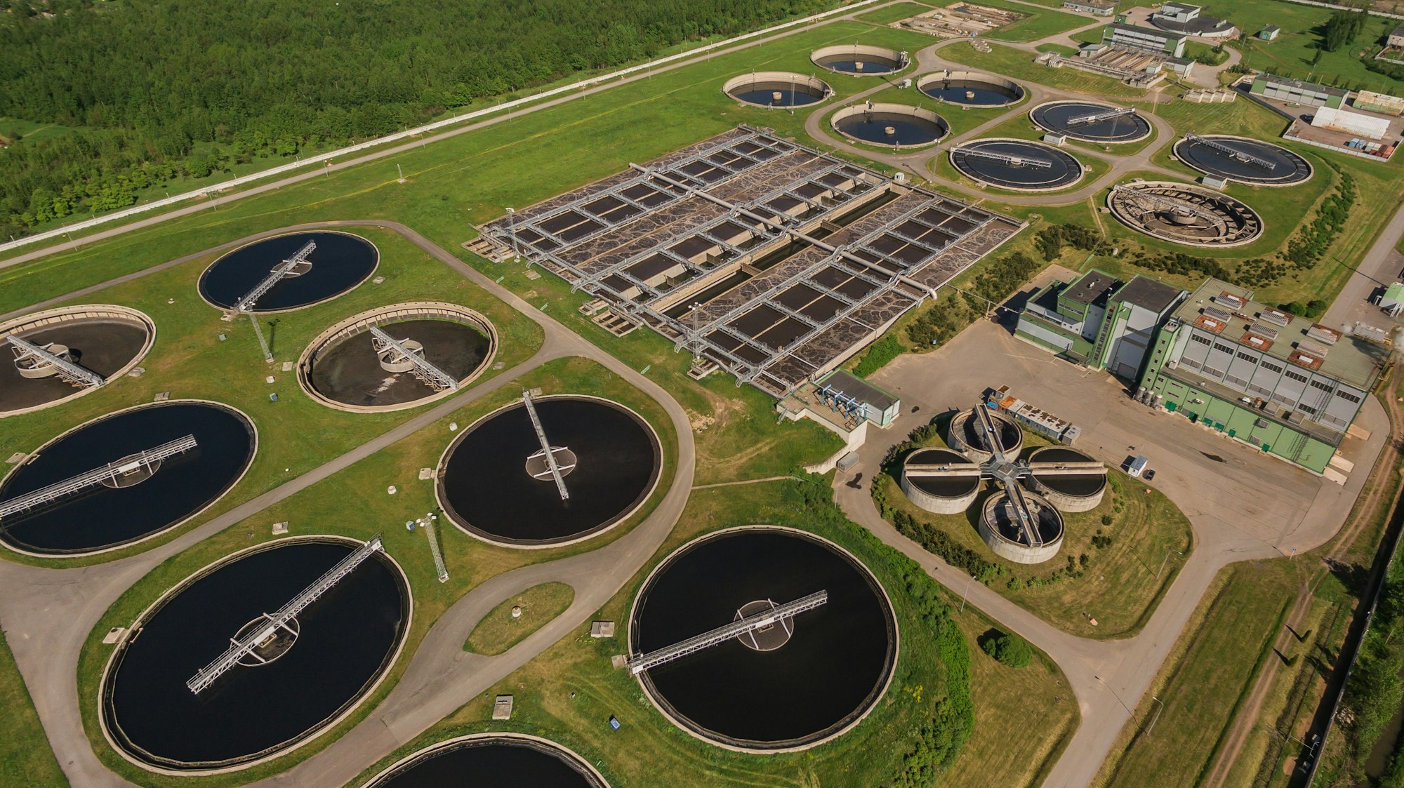Aerial view of water treatment facility