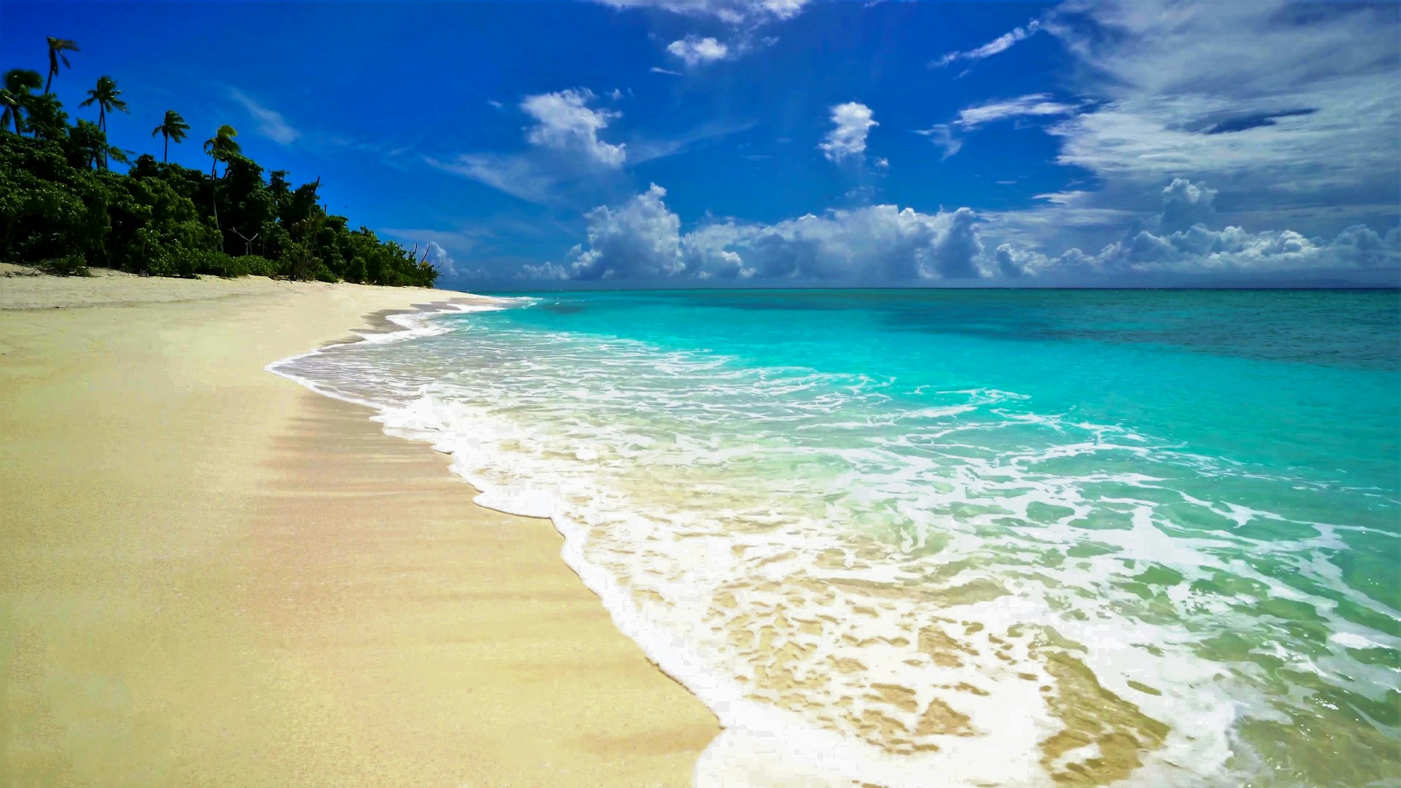 Beautiful white beach clean water and blue sky