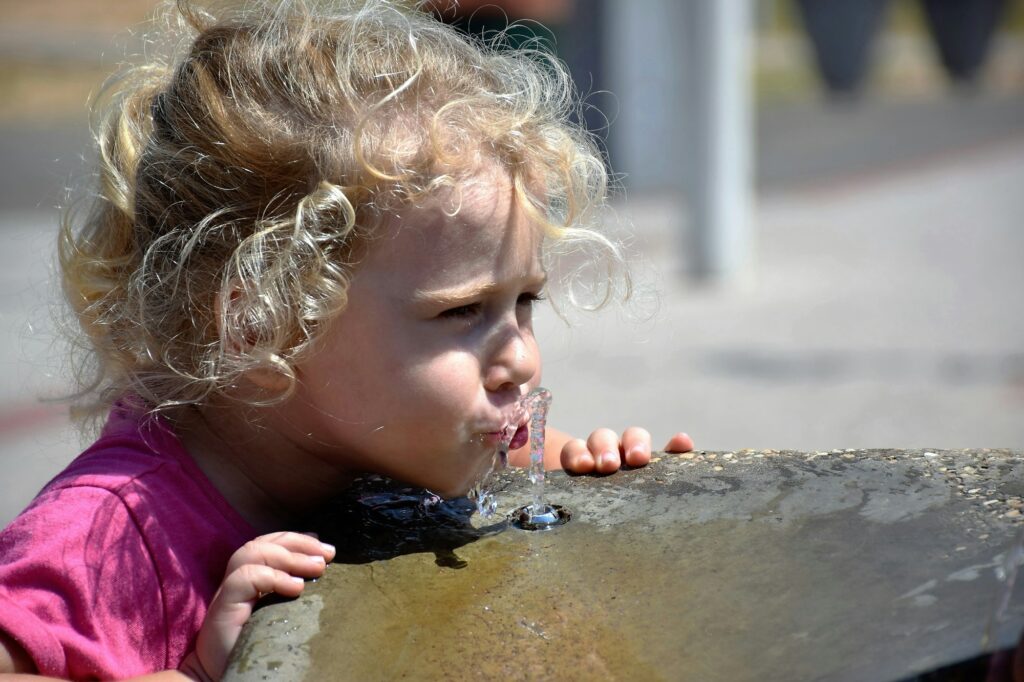 Drinking a water