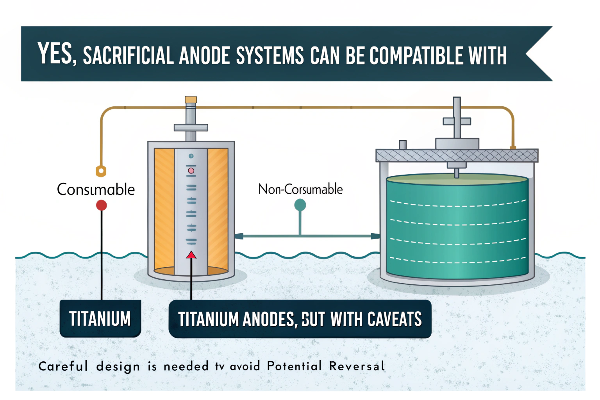 sacrificial anode systems can be compatible with titanium anodes