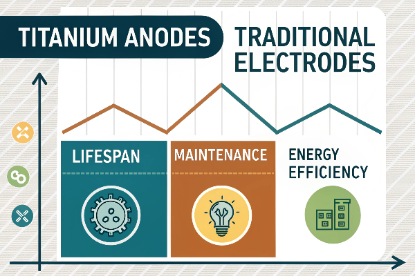Comparison between titanium anode and traditional