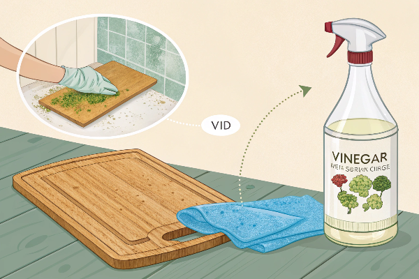 Spray bottles of bleach and vinegar side-by-side